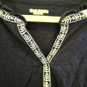 Talbots Black Sweater with White Embroidery